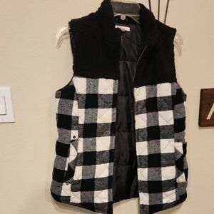Maurices Black Buffalo Plaid Quilted Vest